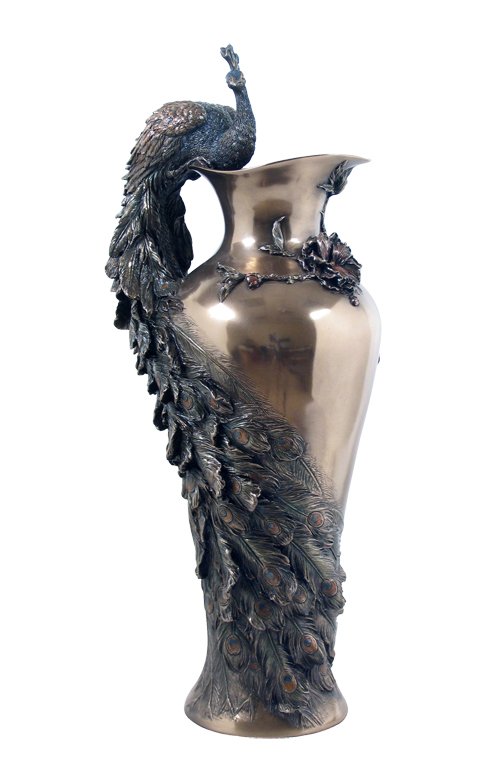 PRUNUS & PEACOCK VASE - COLD CAST BRONZE: Prunus & Peacock Vase - Material - Cold Cast Bronze - Size - 19 3/4