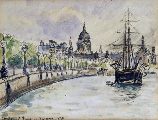 CAMILLE PISSARRO - LONDON, ST.PAUL'S CATHEDRAL: Camille Pissarro - London, St.paul's Cathedral - 44 X 33 5/8 In. - This Giclée Print Is Gallery Stretched And Ready To Hang Or Lean Against A Wall, Or Display On An Easel. - A Giclée Print Is The Hi