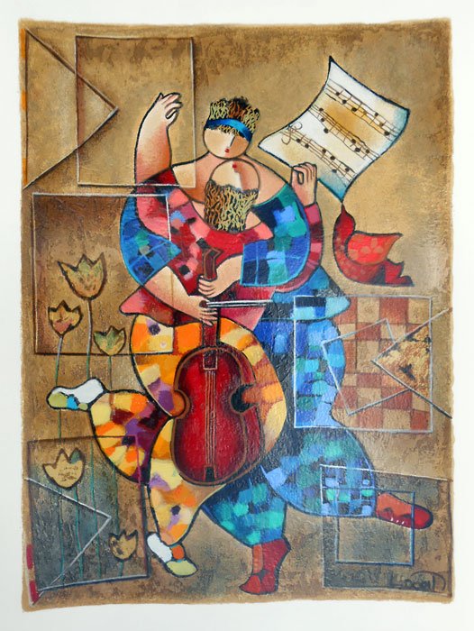 DORIT LEVI - LOVERS: Artist: Dorit Levi. Title: Lovers. Medium: Serigraph On Paper. Image Size: 19.5x14.5. Paper Size: 21.5x16.5. Limited Edition Size: 395. __________artist Biography: Dorit Levi Has Created A Unique Styl