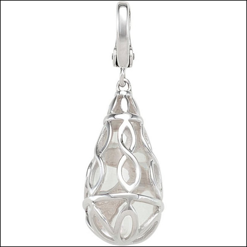 GENUINE WHITE QUARTZ CHARM: GENUINE WHITE QUARTZ CHARM - Ster / 20.00X10.00 Mm / P / Genuine White Quartz Charm - Weight: 1.02DWT - GramWeight: 1.59