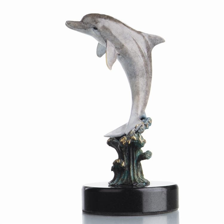 Leaping Dolphin: Dimensions: 6.5"H 3.5"W 3"D Material: BRASS Weight: 0.5lbs
