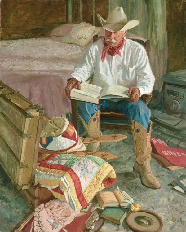 The Memories in Grandmother's Trunk by Bruce Greene: The Memories in Grandmother's Trunk by Bruce Greene - Edition Size: Open - Giclee on Canvas, Open Edition Dimensions: 15 x 12 Release Date: 3-2012 ……….Bruce Greene is a Western painter who has r