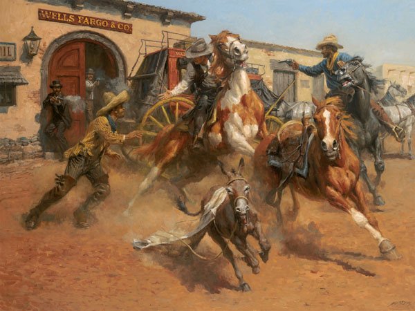 The Burro and the Bad Men by Andy Thomas: The Burro and the Bad Men by Andy Thomas - Edition Size: Open - Giclee on Canvas, Open Edition Signed Dimensions: 12 x 16 Release Date: 7-2011 ……….Andy Thomas is not only an immensely talented p