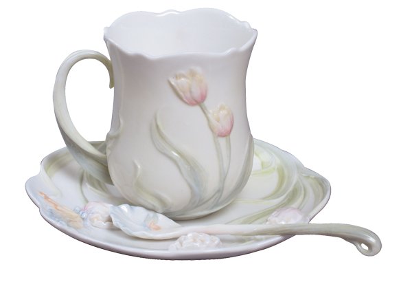 TULIP COFFEE: Tulip Coffee 3 Pcs Cup Set - Material - Fine Porcelain - Size - (l) 5 1/2