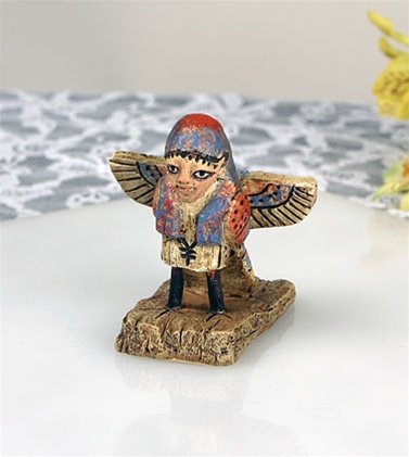 BA BIRD HUMAN SOUL EGYPTIAN STATUE, MINIATURE: Ba Bird Human Soul Egyptian Statue, Miniature - Size: 2.75"h X 2.5"w X 2.5"d Item Type: Statue Material: Resin With Hand-painted Color Details Weight (lbs): 0.2 - - Ba Bird Human Soul, Ptolemaic Perio