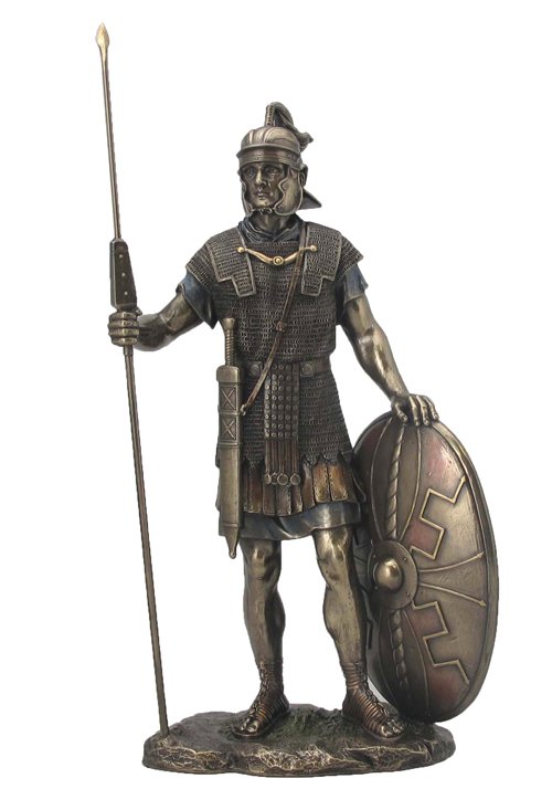 ROMAN WARRIOR WITH SPEAR AND SHIELD - COLD CAST BRONZE: Roman Warrior With Spear And Shield - Material - Cold Cast Bronze - Size - 14