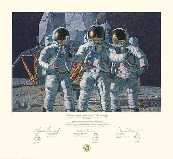 ALAN BEAN - CONRAD GORDON AND BEAN THE FANTASY: Alan Bean - Conrad Gordon And Bean The Fantasy - Hand Signed - Limited Edition Print - - - Image Size: 23 3/4"w X 15 3/4"h. Limited Edition Of: 1000…."pete Conrad, Dick Gordon And I Were Assigned To