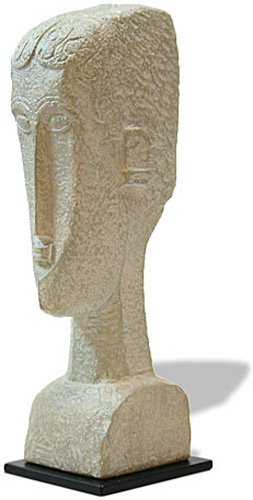 FEMALE HEAD (1913) BY MODIGLIANI: Female Head (1913) By Modigliani - Size: 5.5 In. X 1.75 In. X 1.75 In. Item Type: Statue Material: Bonded Stone Weight (lbs): 0.6 Lbs - - This Head, Carved From Stone, Shows Instantly Modigliani's Fas