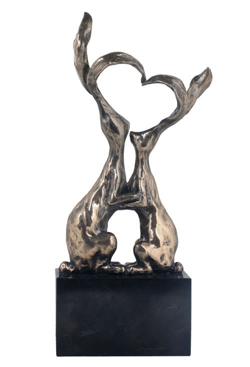 HARE LOVERS KISS - COLD CAST BRONZE: Hare Lovers Kiss - Material - Cold Cast Bronze - Size - 8 1/8