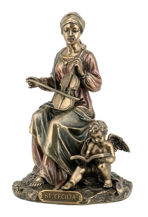 ST. CECILIA - COLD CAST BRONZE: St. Cecilia - Material - Poly Stone - Size - 6 1/4