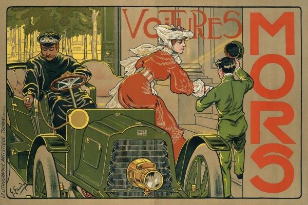 GEORGES GAUDY - VOITURES MORS: Georges Gaudy - Voitures Mors - 40 X 26 5/8 In. - This Giclée Print Is Gallery Stretched And Ready To Hang Or Lean Against A Wall, Or Display On An Easel. - A Giclée Print Is The Highest Quality Pri