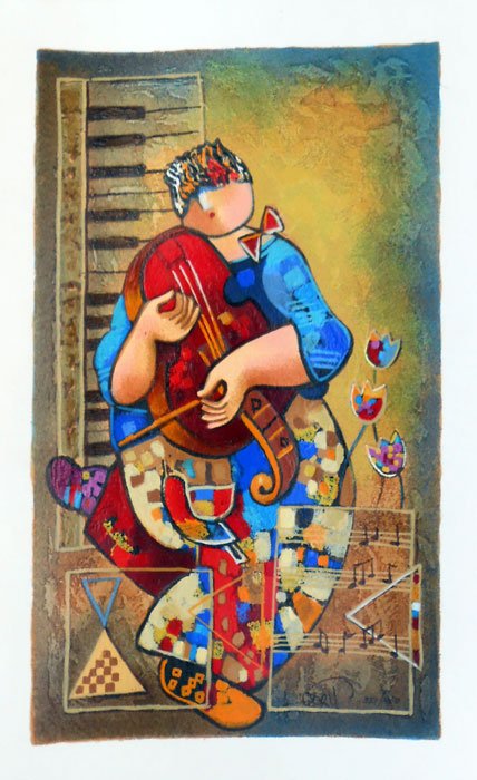 DORIT LEVI - PRECIOUS VIOLIN: Artist: Dorit Levi. Title: Precious Violin. Medium: Serigraph On Paper. Image Size: 11.5x8. Paper Size: 14x10. Limited Edition Size: 450. __________artist Biography: Dorit Levi Has Created A Unique St