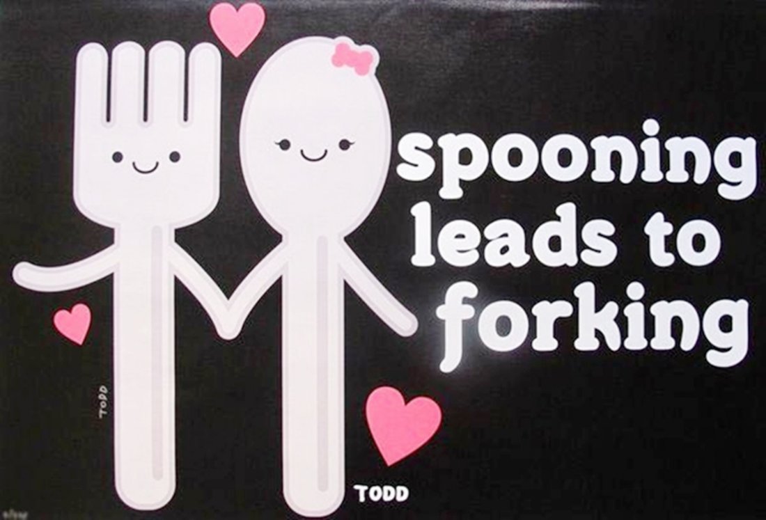 TODD GOLDMAN "SPOONING LEADS TO FORKING" HAND SIGNED: You Will Be Bidding On A Hand Signed Large Original Giclee On Canvas Titled “spooning Leads To Forking” By Todd Goldman. This Piece Is Numbered From An Edition Of 395. Hand Signed By The Artist. C