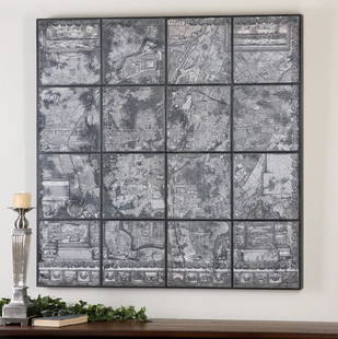 ANTIQUE STREET MAP WALL ART: Antique Street Map Wall Art - Printing The Image On The Back Of An Antiqued Mirror Creates The Artwork. Wooden Frame Has A Black Satin Finish. - Material: Mdf Overall Depth In Inches: 2.5 Overall