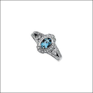 GENUINE AQUAMARINE & DIAMOND RING: GENUINE AQUAMARINE & DIAMOND RING - 14Kw / 1/3 Ct Tw/07.00X05.00 Mm / P / Genuine Aqua & Diamond Ring - Weight: 3.73DWT - GramWeight: 5.8 - Ring Size: 6 - We Have Other Sizes