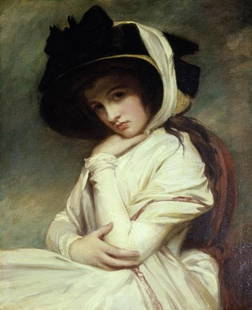 GEORGE ROMNEY - LADY HAMILTON IN A STRAW HAT: George Romney - Lady Hamilton In A Straw Hat - 32 5/8 X 40 In. - This Giclée Print Is Gallery Stretched And Ready To Hang Or Lean Against A Wall, Or Display On An Easel. - A Giclée Print Is The