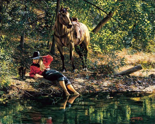Time to Reflect by Tim Cox: Time to Reflect by Tim Cox - Edition Size: 950 - Print - Signed & Numbered Dimensions: 18 x 22 Release Date: 3-2006 ……….As a young child, Tim Cox vowed he “was going to be a cowboy artist” w
