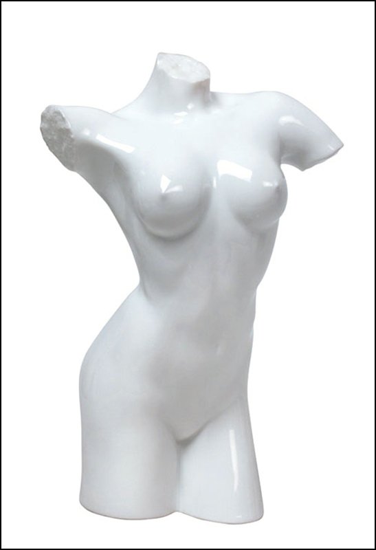 NUDE FEMALE TORSO: Nude-female Torso-0(glazed) - Material - Porcelain - Size - (h) 8 1/2