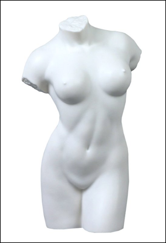 NUDE FEMALE TORSO: Nude-female Torso-4(matt) - Material - Porcelain - Size - (h) 8 1/4