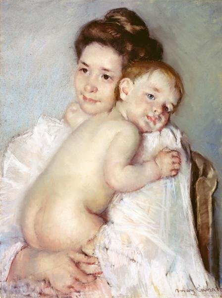 MARY CASSATT - THE YOUNG MOTHER: Mary Cassatt - The Young Mother - 26 7/8 X 36 In. - Giclée Print - Gallery Stretched - Ready to hang.