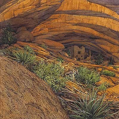 BEV DOOLITTLE - MESA RUINS: Bev Doolittle - Mesa Ruins - Hand Signed - Open Edition Print - Image Size: 6"w X 6"h. - Sixteen Of Doolittle's Individual Paintings Of Wilderness Beauty Become A Singularly Beautiful Image, "the Eart
