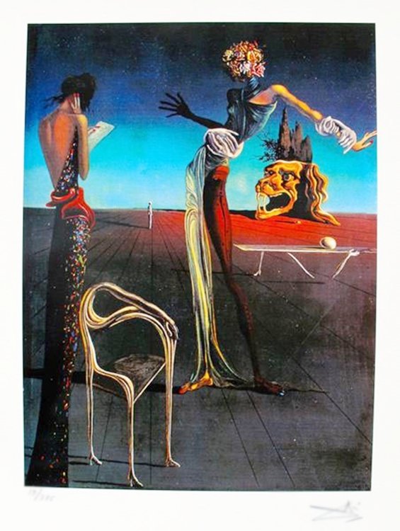 SALVADOR DALI WOMAN WITH HEAD OF ROSES FACSIMILE SIGNED: Limited Edition Giclee Titled "woman With Head Of Roses" By Salvador Dali. This Piece Is Facsimile Signed On The Lower Right. Pencil Numbered From An Edition Of 375. Paper Measures 15" X 11". Image Me