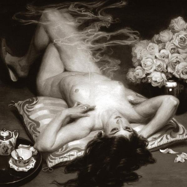 VINTAGE NUDES - LEISURE TIME: Vintage Nudes - Leisure Time - 44 X 44 In. - Giclée Print - Gallery Stretched - Ready to hang.
