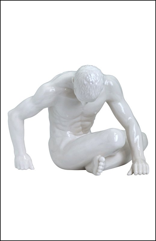 NUDE MALE: Nude-male-7(glazed) - Material - Porcelain - Size - (l) 7 3/4