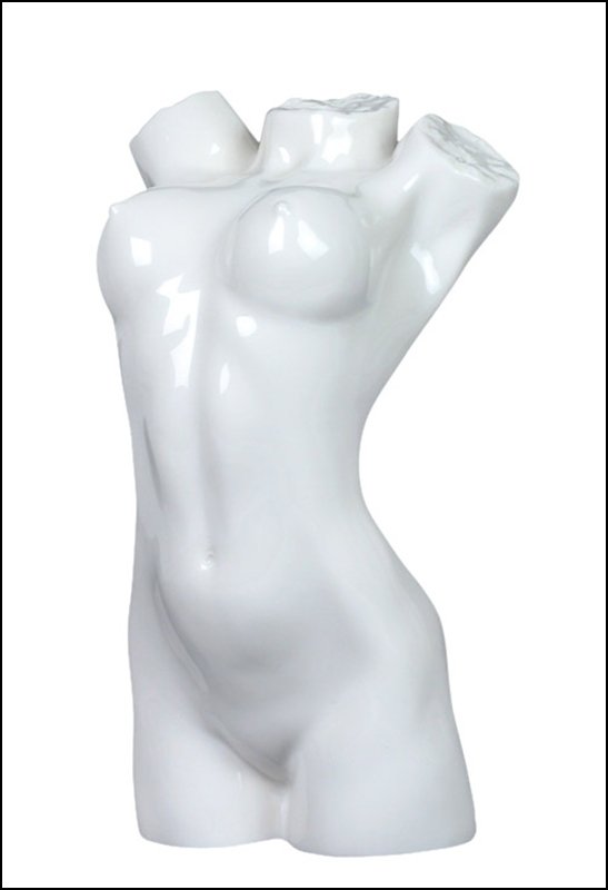 NUDE FEMALE TORSO: Nude-female Torso-5(glazed) - Material - Porcelain - Size - (h) 8 1/2