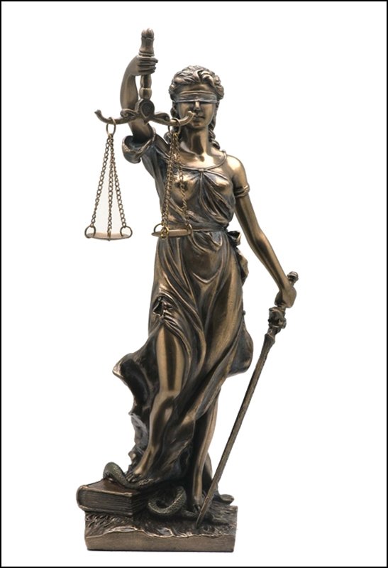 LA JUSTICIA - BRONZE: La Justicia - Material - Cold Cast Bronze - Size - 8 1/8