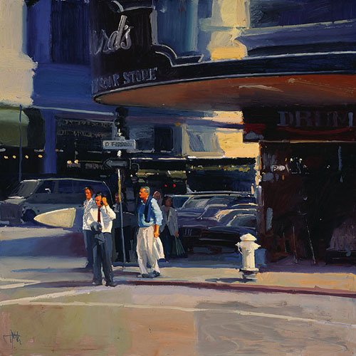 KEN AUSTER - URBAN SURFING: Ken Auster - Urban Surfing - Hand Signed - Limited Edition Canvas - Image Size: 20"w X 20"h. Limited Edition Of: 100 - Surfer Turned Artist Ken Auster Skillfully Combines His Two Loves In This Cool Ur