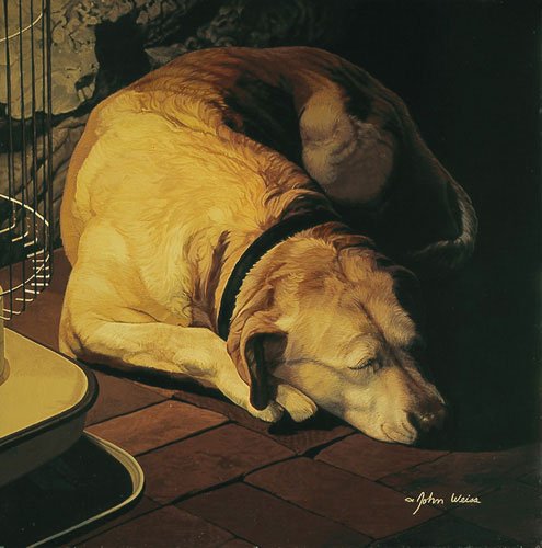 JOHN WEISS - ALL IS WELL: John Weiss - All Is Well - Hand Signed - Limited Edition Print - Image Size: 16"w X 16"h. Limited Edition Of: 1250 - "this Is A Very Personal Image For Me. It Is A Painting Of My Yellow Lab, Maggie. S