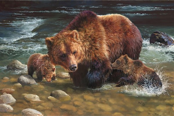 BONNIE MARRIS - TESTING THE WATERS: Bonnie Marris - Testing The Waters - Hand Signed - Limited Edition Canvas - Image Size: 30"w X 20"h. Limited Edition Of: 125 - Wildlife Artist Bonnie Marris Is Exuberant About Her Favorite Subjects: W