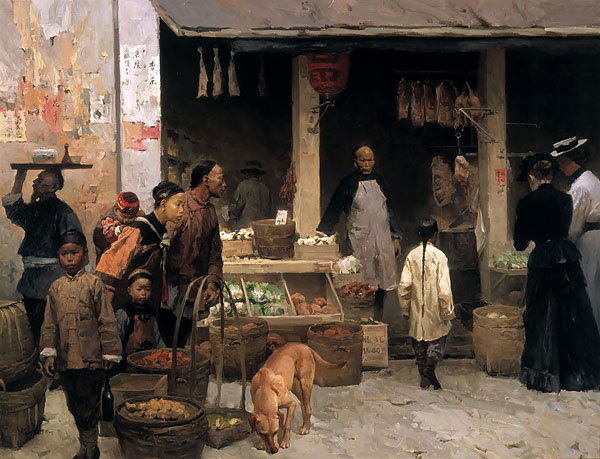MIAN SITU - CHINATOWN MARKET, SAN FRANCISCO, 1878: Mian Situ - Chinatown Market, San Francisco, 1878 - Hand Signed - Limited Edition Canvas - Image Size: 36"w X 27"h. Limited Edition Of: 50 - “this Is A Typical Chinese Market In Old Chinatown, Right