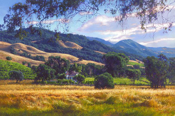 JUNE CAREY - SEPTEMBER GOLD: June Carey - September Gold - Hand Signed - Limited Edition Canvas - Image Size: 36"w X 24"h. Limited Edition Of: 100 - “the Locals Say We Have Two Seasons In California: Green And Gold,” Says Art