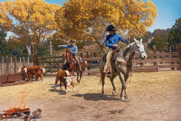 Branding the Remnants by Tim Cox: Branding the Remnants by Tim Cox - Edition Size: 950 - Canvas - Signed & Numbered Dimensions: 20 x 30 Release Date: 2-2006 ……….As a young child, Tim Cox vowed he “was going to be a cowboy arti