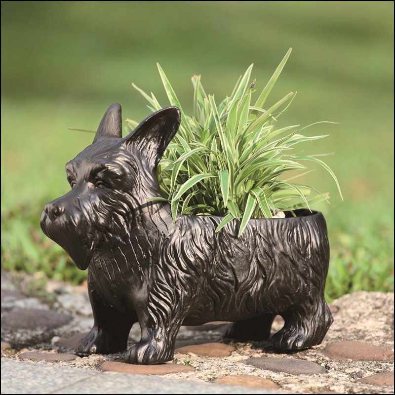 SCOTTIE DOG PLANTER BOX: Scottie Dog Planter Box - Weight: 3.00 Lbs - Size: 10.5"H 13.5"W 7.5"D - Material: RESIN
