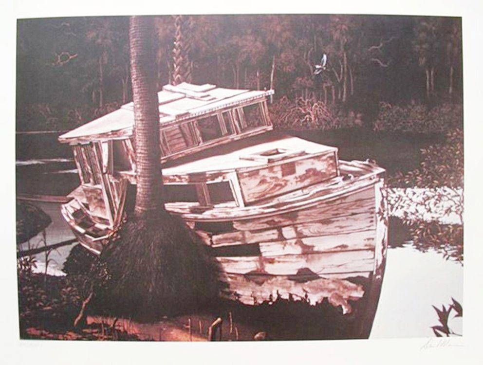 DAVID MANN THE OLD BOAT LIMITED ED. HAND SIGNED: Lithograph Hand Signed By David Mann Titled "The Old Boat". Made On Archival Quality Paper. This Piece Was Hand Signed By David Mann Himself. Pencil Numbered From A Limited Edition Of 1000. Image Meas