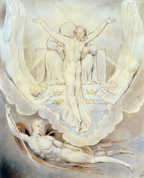 WILLIAM BLAKE - CHRIST OFFERS TO REDEEM MAN: William Blake - Christ Offers To Redeem Man - 29 1/4 X 36 In. - Giclée Print - Gallery Stretched - Ready to hang.