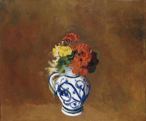 ODILON REDON - GERANIUMS AND OTHER FLOWERS: Odilon Redon - Geraniums And Other Flowers - 36 X 30 In. - Giclée Print - Gallery Stretched - Ready to hang.