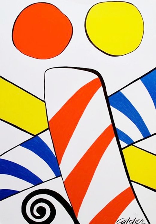 ALEXANDER CALDER CANDY CANE 1975 PLATE SIGNED: Lithograph Titled "Candy Cane" By Alexander Calder. Beautiful Art Piece On Extra Thick Paper With Gorgeous Vibrant Colors. Sheet Measures 28" X 20". Published In 1975 By Xxe In Paris, France As A Rare