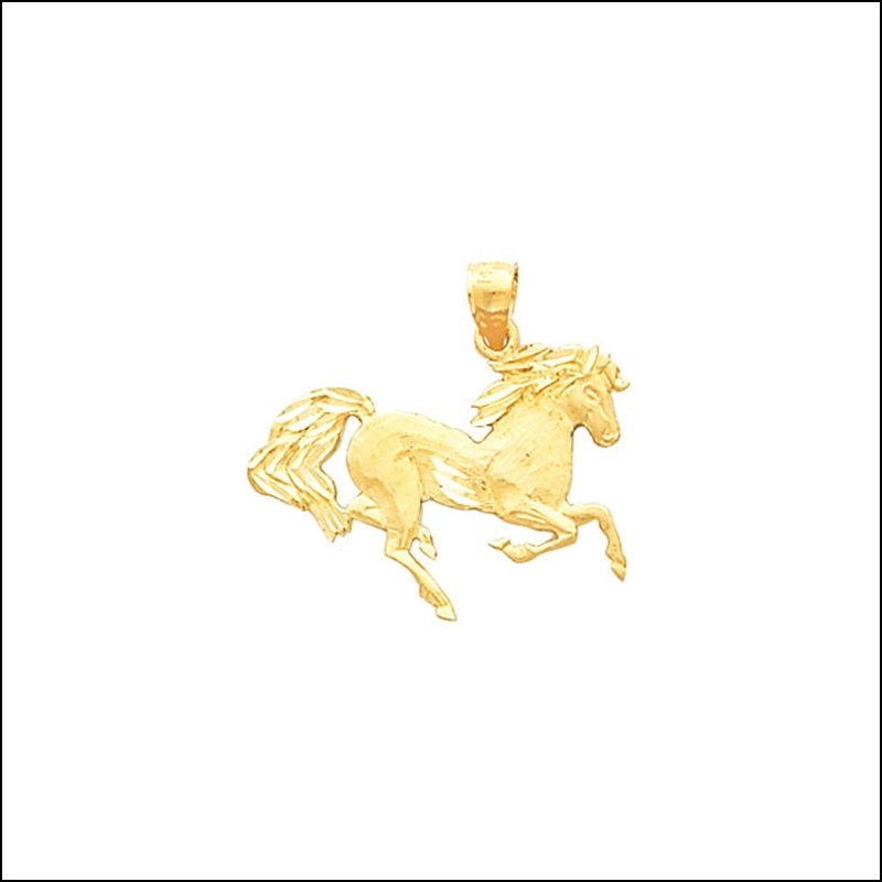 HORSE: HORSE - 14Ky / 19.00X26.00 Mm / P / Horse Pendant - Weight: 1.028 DWT - GramWeight: 1.6