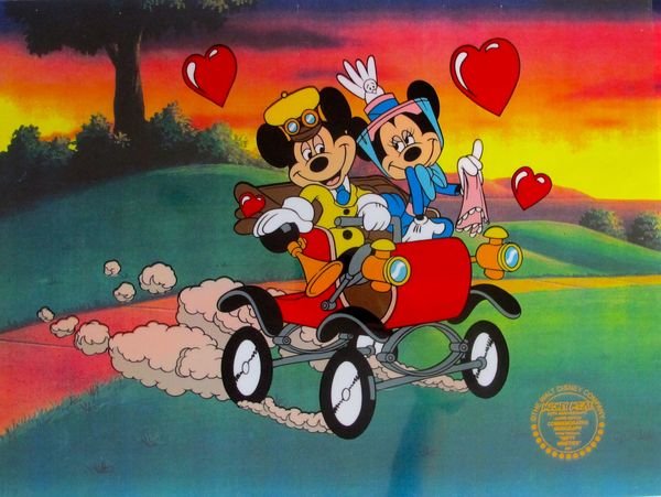 DISNEY MICKEY MINNIE MOUSE NIFTY NINETIES LTD EDITION: Genuine Limited Edition Serigraph Cel Of Mickey And Minnie Mouse. From 1941 Walt Disney Studios - Nifty Nineties. Disney’s Own Artists Have Selected This Scene From The Original Animation Drawings U
