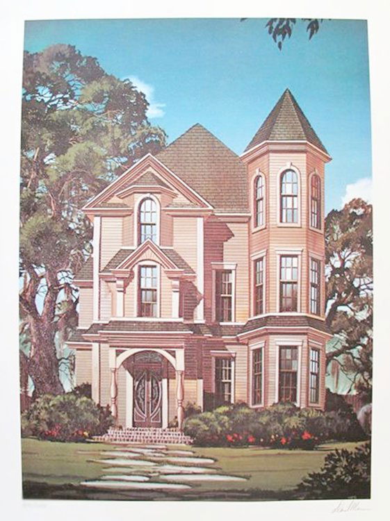 DAVID MANN GOTHIC HOUSE LIMITED ED. HAND SIGNED: Lithograph Hand Signed By David Mann Titled "Gothic House". Made On Archival Quality Paper. This Piece Was Hand Signed By David Mann Himself. Pencil Numbered From A Limited Edition Of 1000. Image Meas