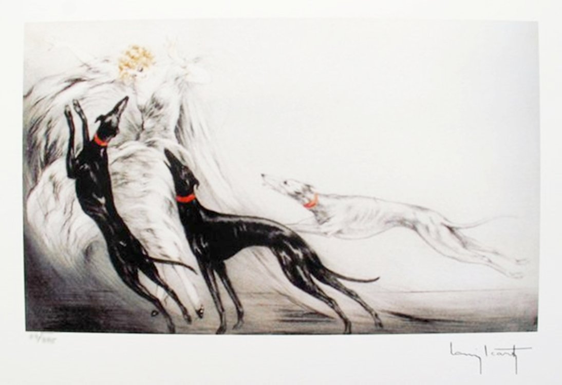 LOUIS ICART COURSING II FACSIMILE SIGNED LIMITED ED.: Louis Icart Small Giclee Titled "Coursing Ii" . This Giclee Is Facsimile Signed On The Lower Right Which Means It Bears A Copy Of Icarts' Signature. This Piece Is Pencil Numbered From An Edition Of 37