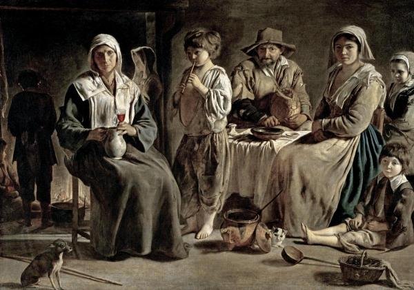LOUIS LE NAIN - FAMILY OF PEASANTS: Louis Le Nain - Family Of Peasants - 36 X 25 1/4 In. - Giclée Print - Gallery Stretched - Ready to hang.