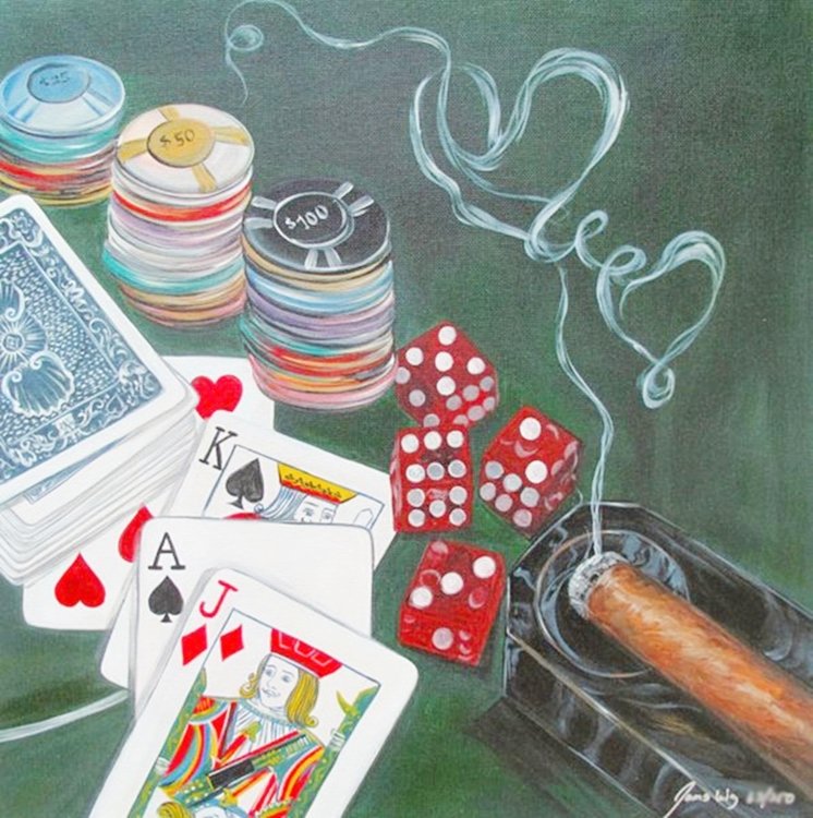 JAMES WING POKER HAND HAND SIGNED LIMITED ED. GICLEE ON: Limited Edition Hand Signed Giclee On Canvas Titled "Poker Hand" By American Indian Artist, James Wing. This Giclee Is Hand Signed By James Wing. This Subject Is Numbered From An Edition Of 250. Image