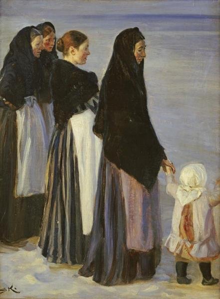 PETER SEVERIN KROYER - THE DEPARTURE OF THE FISHING: Peter Severin Kroyer - The Departure Of The Fishing Fleet - 26 1/2 X 36 In. - Giclée Print - Gallery Stretched - Ready to hang.