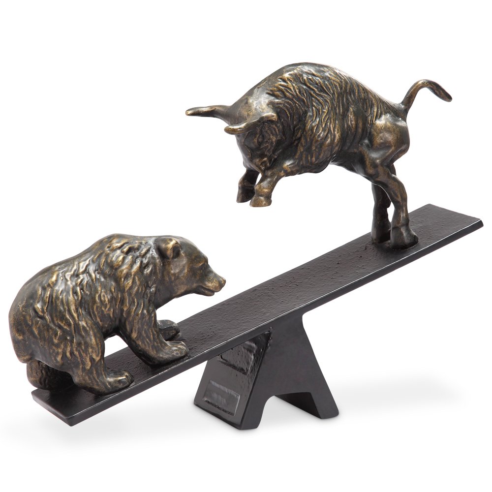 WALL STREET STRUGGLE (BULL AND: Wall Street Struggle (bull and - Weight: 3.5 Lbs - Size: 7.5"H 10.5"W 3"D - Material: ALUMINUM
