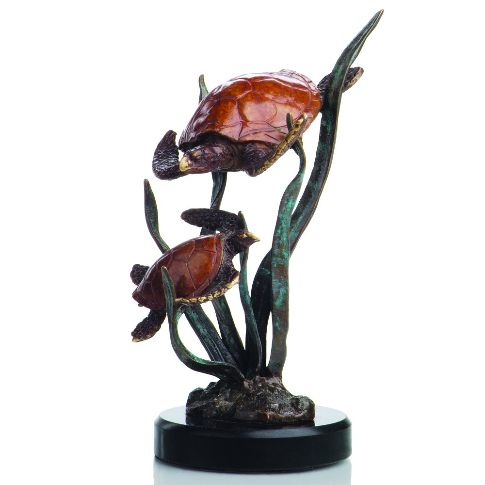 TORTUGA'S PRIDE (DOUBLE TURTLE: Tortuga's Pride (Double Turtle - Weight: 2.5 Lbs - Size: 8.5"H 6"W 5"D - Material: BRASS